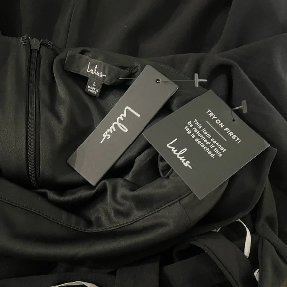 NWT LuLu’s Katrina LBD Black Strappy Skater Dress L Date Night Formal Party Sexy - Picture 12 of 12